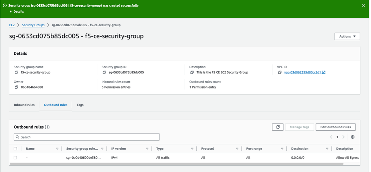 Figure: Verify Security Groups Rules